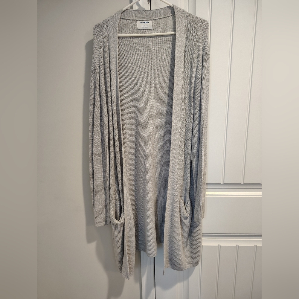 Old Navy Light Gray Open Front Cardigan Worn/ Great Condition Womens Sz XL